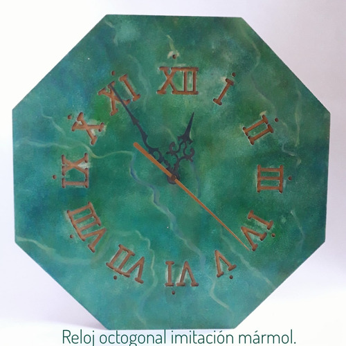 Reloj De Pared,reloj Artesanal Pintado A Mano, Efecto Mármol