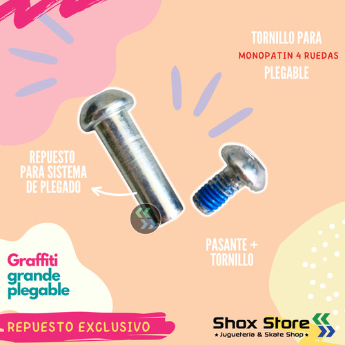 Tornillo + Pasante De Repuesto Monopatin Scooter 701 Plegado