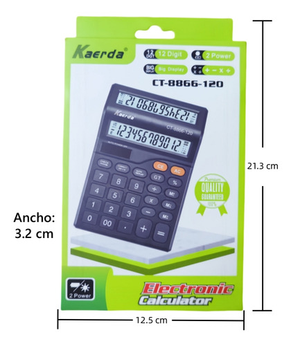 Calculadora Kaerda Pantalla Doble 12 Dígitos Color Blanco Escuela, Oficina, Hogar