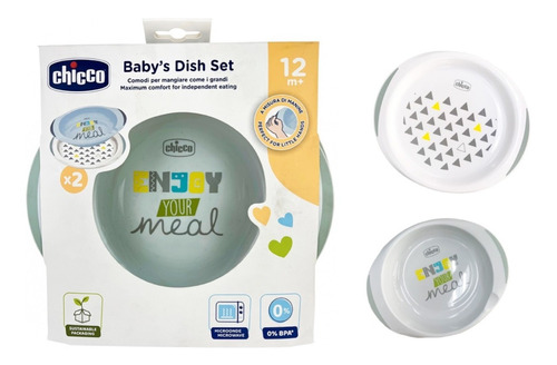 Set Platos Chicco Para Bebés Antideslizante Libre Bpa X 2 Un