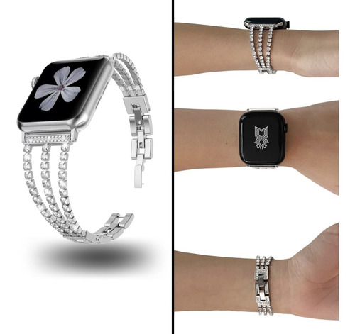 Correa Para Apple Watch De Lujo Con Cristales Tipo Pulsera 