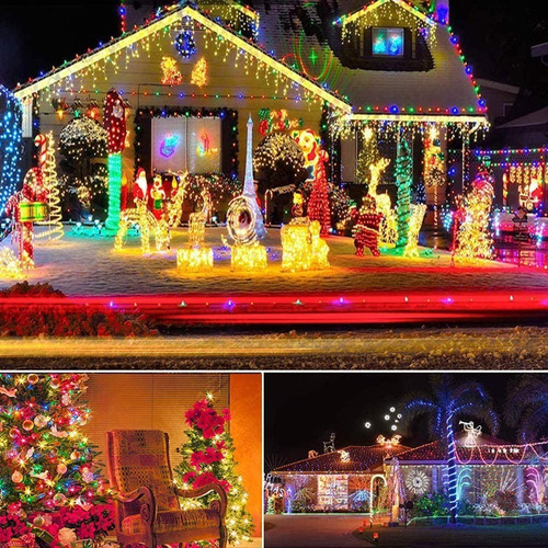 Guirnaldas Luces Solar 32m Multicolor Decoracion De Navidad