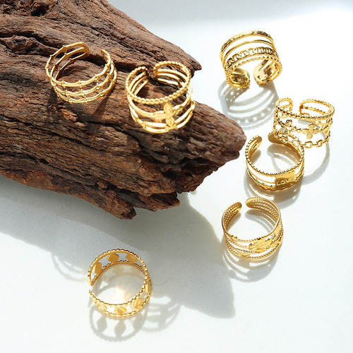 Anillo Baño Oro 18k Rombo Ajustable