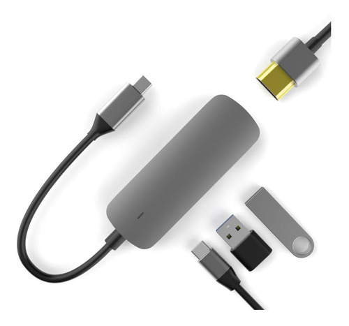 Hub Adaptador Usb Tipo C 4 En 1 Con Hdmi 4k Macbook Pro/air