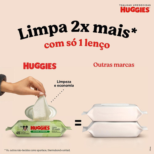 Toalhas Umedecidas Huggies Higiene Superior Com 48 Unidades