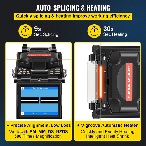 Vevor Fusion Splicer Enfoque Automático Jw4108s Ftth Fibra Ó