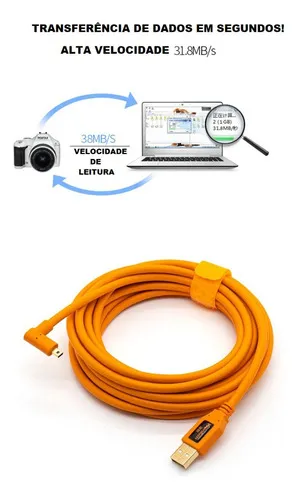 Cable USB de alta velocidad para Nikon D750 D5200 Color Naranja-Oscuro
