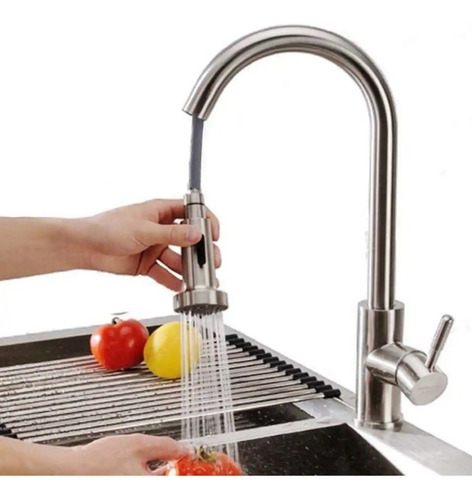 Canilla Cocina Extensible Grifería Piazza Negro Extraible