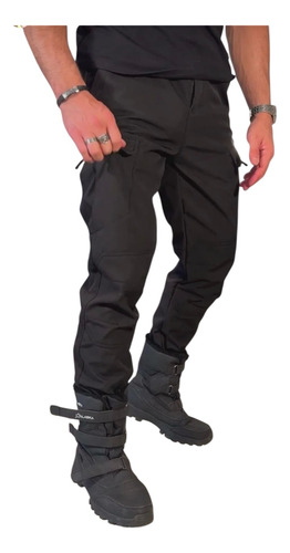 Pantalon Neopren Piel Por Dentro Cargo Bolsillos Hombre