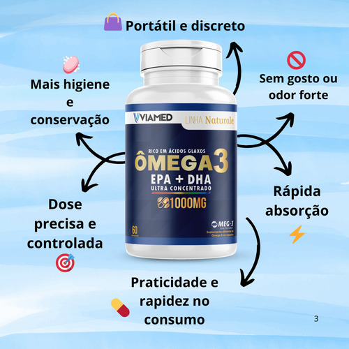 Ômega 3 Epa + Dha Ultra Concentrado | 1 Potes 60caps Viamed Sem Sabor