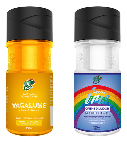  Kit Vagalume 150ml E Diluidor Arco Iris 150ml Kamaleão Color Tom Amarelo Neon