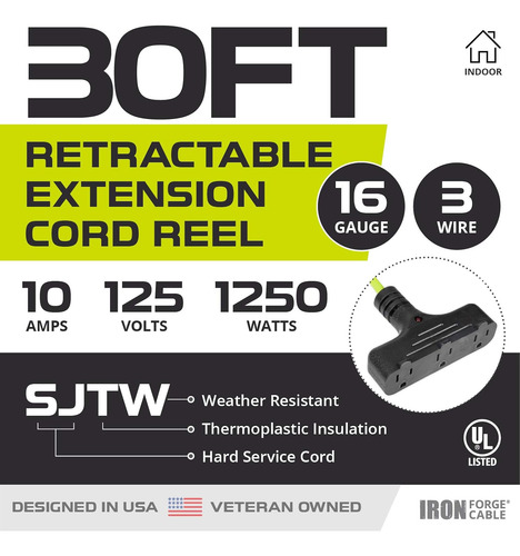 Carrete De Cable Extensible 3 Tomas Variadas Largos