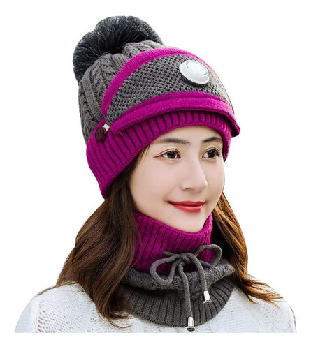 Gorros Invierno Mujer, Conjunto Máscara Y Bufanda, Gorro A Y