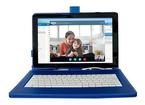Funda Con Teclado Para Tablet De 10 Pulgadas Micro Usb Azul