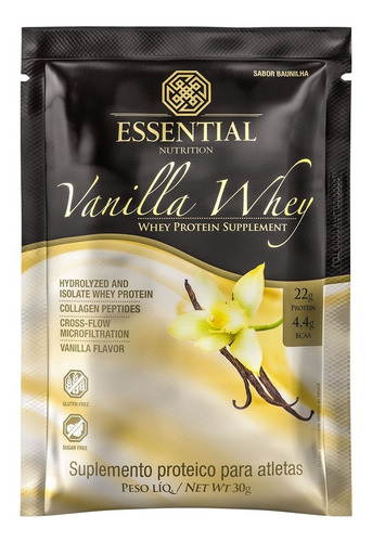 Suplemento em pó Essential Nutrition  Premium Vanilla Whey proteína Vanilla Whey sabor  baunilha em sachê de 30g