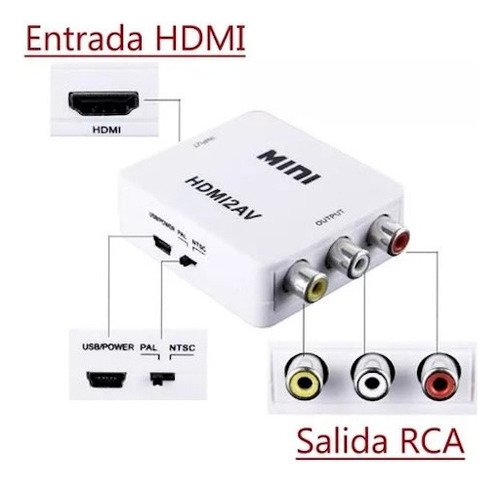 Convertidor Hdmi A Rca: Soporta Resolución Full Hd