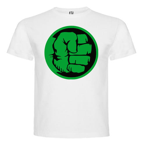 Polera Blanca Algodón 100% Niños Hulk Puño