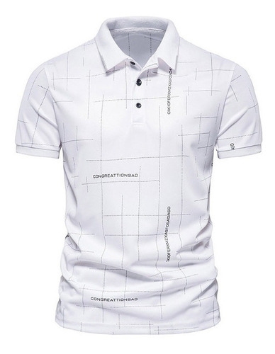 Polo De Manga Corta Con Botones Para Hombre