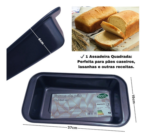 Kit 2 Formas Assadeiras Antiaderentes Para Pão Bolo Pudim