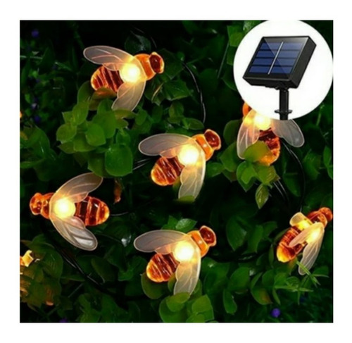 Imagen 2 de 4 de Guirnalda Solar Abejas 20 Led 5 Metros Calidas