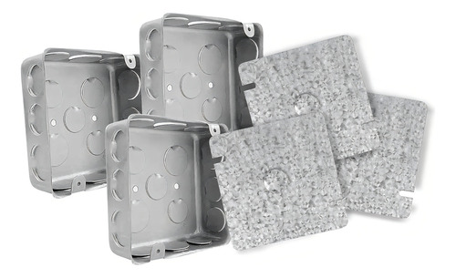 Caja De Registro Cuadrada Galvanizada Alfa 3.5cm 4x4pul 25pz Color Gris