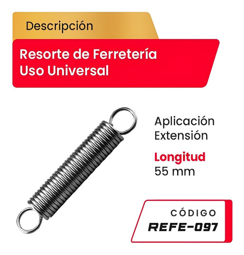 Resorte Uso Universal Aplicacion Extension Refe-097-55mm 