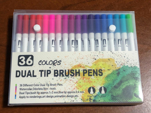 Set Plumones De Lettering Dual Tip Brush Pen X 36 Unidades