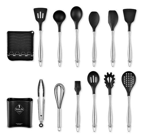 Juego 9pzas Gris 12pzas Utensilios De Cocina Silicona