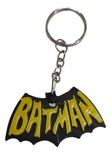 Llavero Plastico Batman 66 Logo Negro Y Amarillo