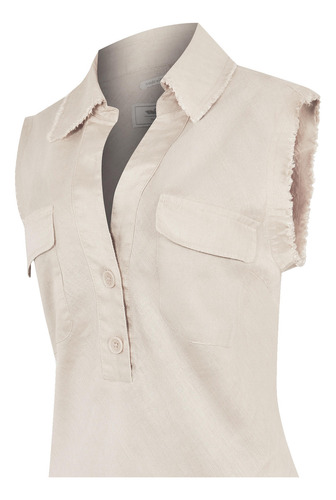 Vestido Lino Orgánico Beige Moai Mujer Rockford