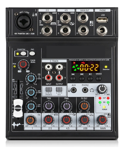 Mezclador De 5 Canales Consola De Mezcla De Sonido