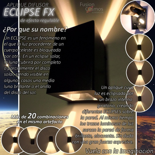 Imagen 5 de 10 de Aplique Bidireccional Exterior Jardin Efecto Rayos X Led 10w