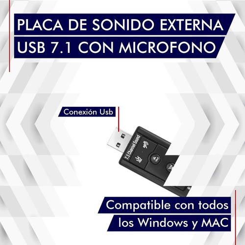Imagen 6 de 10 de Placa Sonido Usb Audio Externa 7.1 Pc Tarjeta Sonido Con Mic