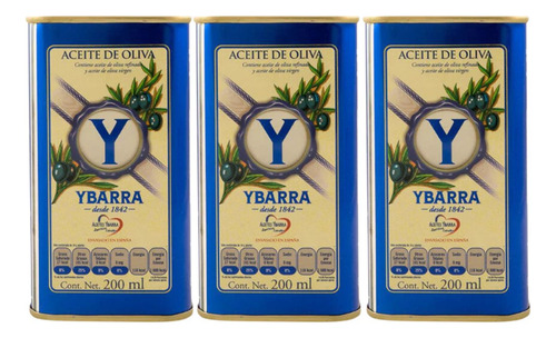 Pack De 3 Aceite De Oliva Ybarra Lata 200ml