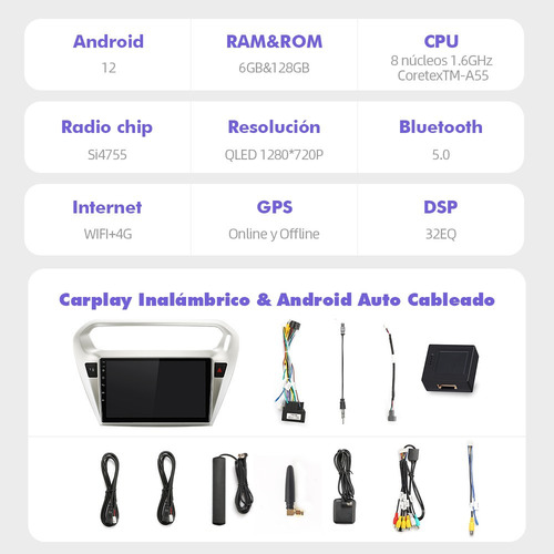6+128gb Estéreo Para Citroen/elysee/peugeot 301 2013-2019 4g