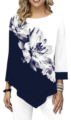 Blusa Impresion Floral Tamaño 3/4 Para Mujeres Moda