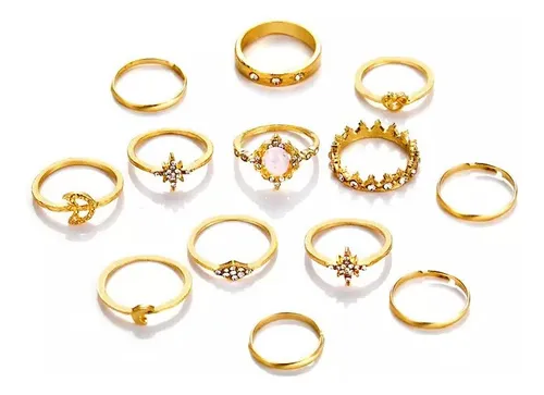 Anillos R sticos Combinables Set 13 Piezas Surtidas Fantasia