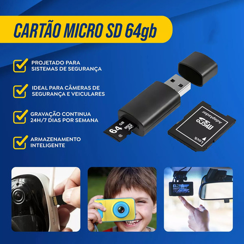 Cartão De Memória 64gb Micro Sd Classe 10 Ultra 100mb/s Para Câmeras Wi-fi Drones