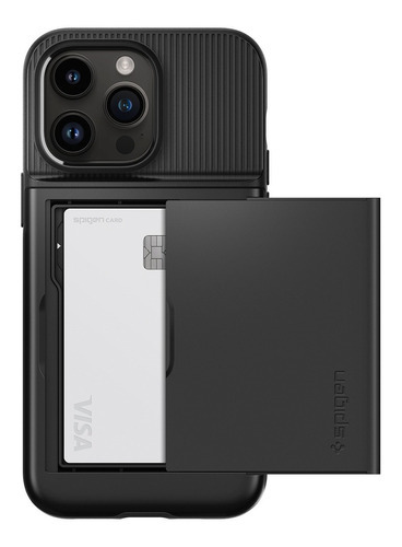 Case Spigen Slim Armor Cs iPhone 14 Pro Max Funda Tarjetero Color Negro