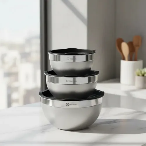 Kit Bowls Tigelas em Inox com Tampa Plástica Electrolux - 3 Unidades