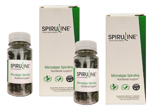 Suplemento 100 Capsula Microalga Spirulina Sin Tacc Vegan X2