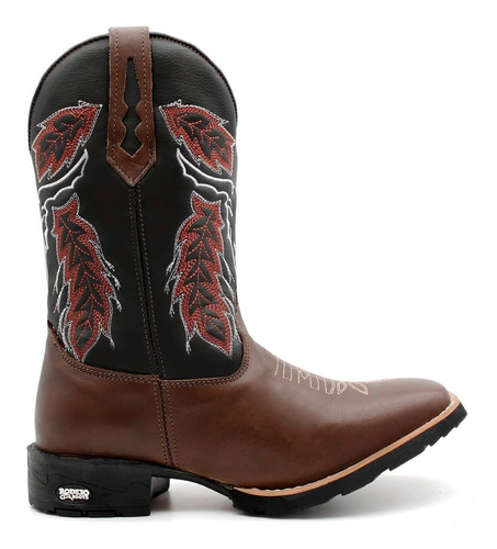 Bota Country Masculina Texana Em Couro Bico Quadrado Oferta 