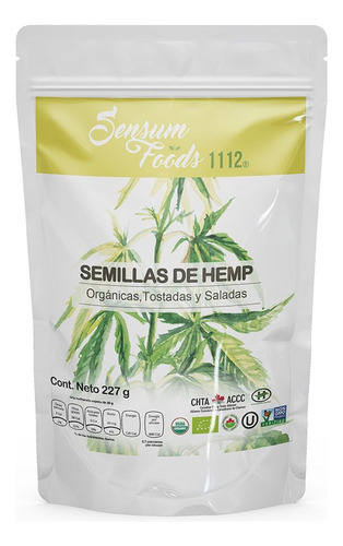 Semillas De Hemp Sensum Foods 1112 Orgánicas Tostadas Y Saladas 227g