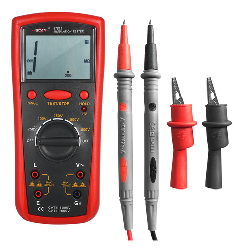 Medidor De Resistencia, Ohmímetro Portátil, Pantalla Lcd De