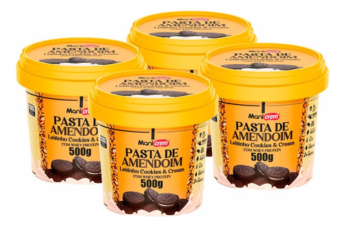 Pasta De Amendoim Leitinho Cookies Cream Whey Kit04 Un. 500g