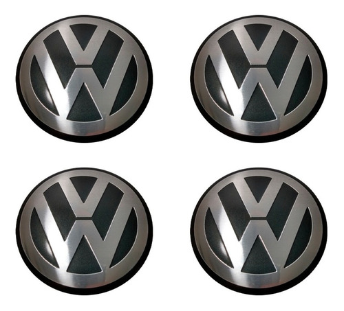 Imagem 1 de 2 de Kit 4 Emblema Volkswagen 58mm Para Calota Miolo Centro Vw