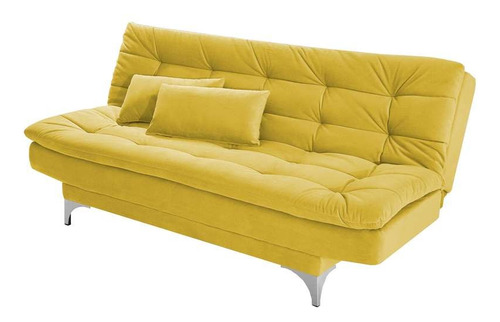 Sofá-cama 3 Lugares Casal Pratic Suede Liso Amarelo