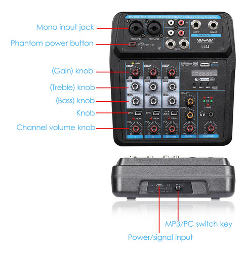 Mesa De Mezclas De 6 Canales Mixer Audio U6 Mini Musical