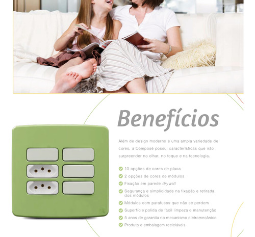 Tomada Dupla 10a Composé Weg 2p+t Placa 4x2 Branca