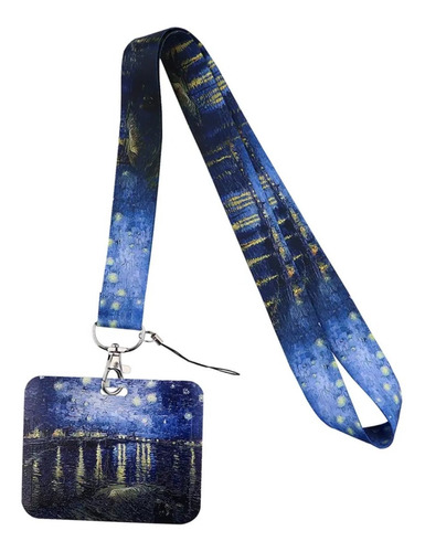 Portacredencial Horizontal + Lanyard La Noche Van Gogh